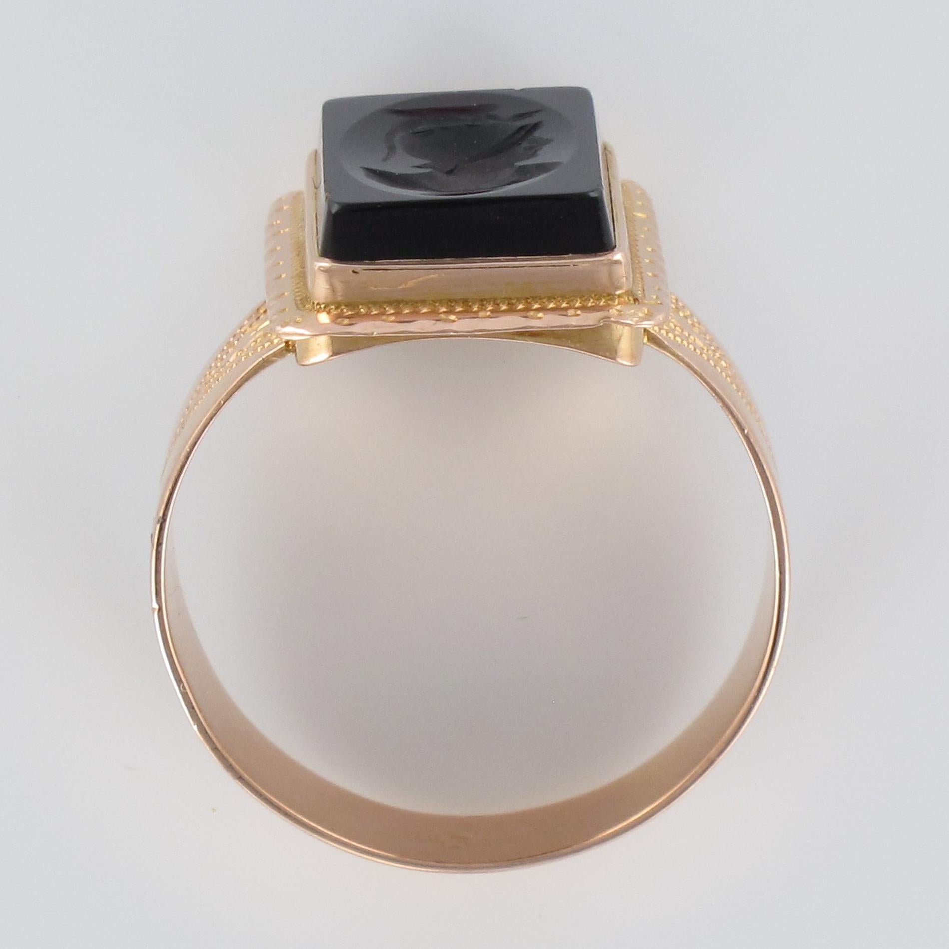 French Napoleon Third 19th Century Carnelian Intaglio Gold Signet Ring 4
