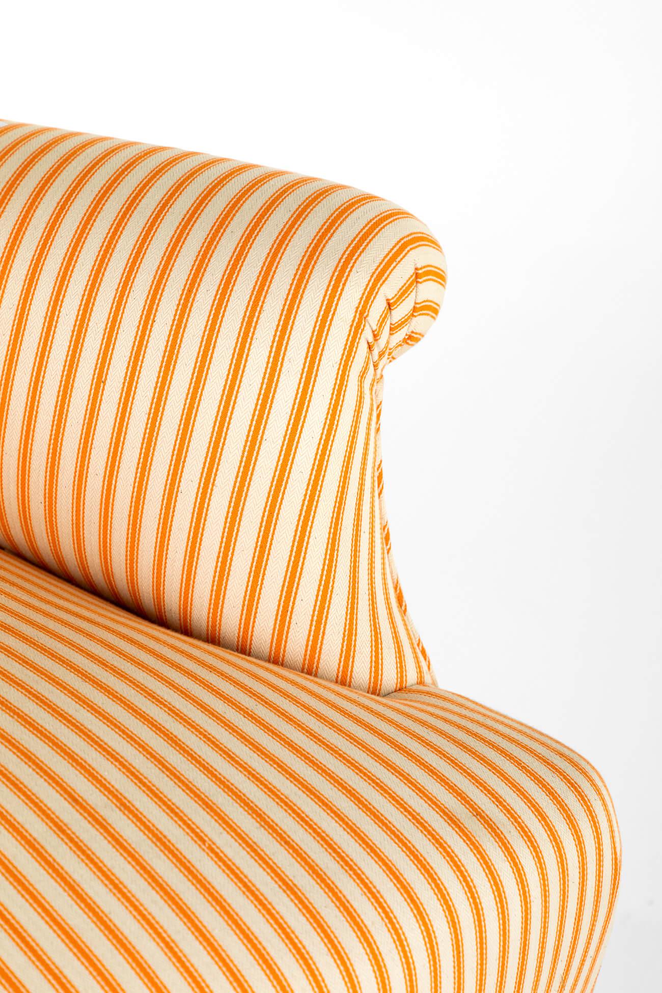 French Napoleon Armchair in Goldenrod Ticking For Sale 1