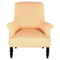 French Napoleon Armchair in Goldenrod Ticking