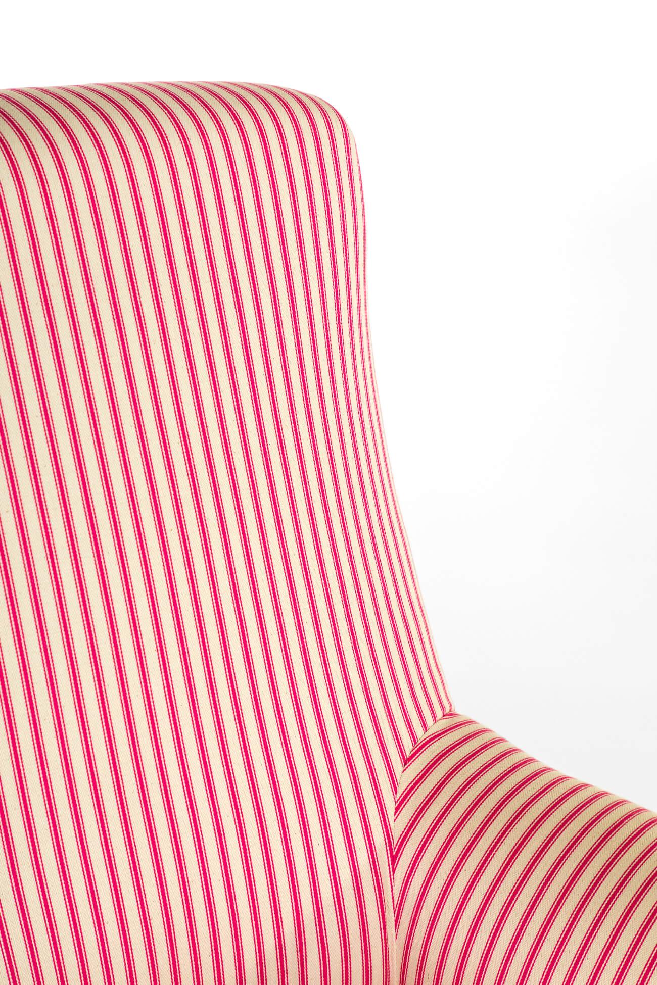 French Napoleon Armchair in Pink Candy stripe Ticking 3