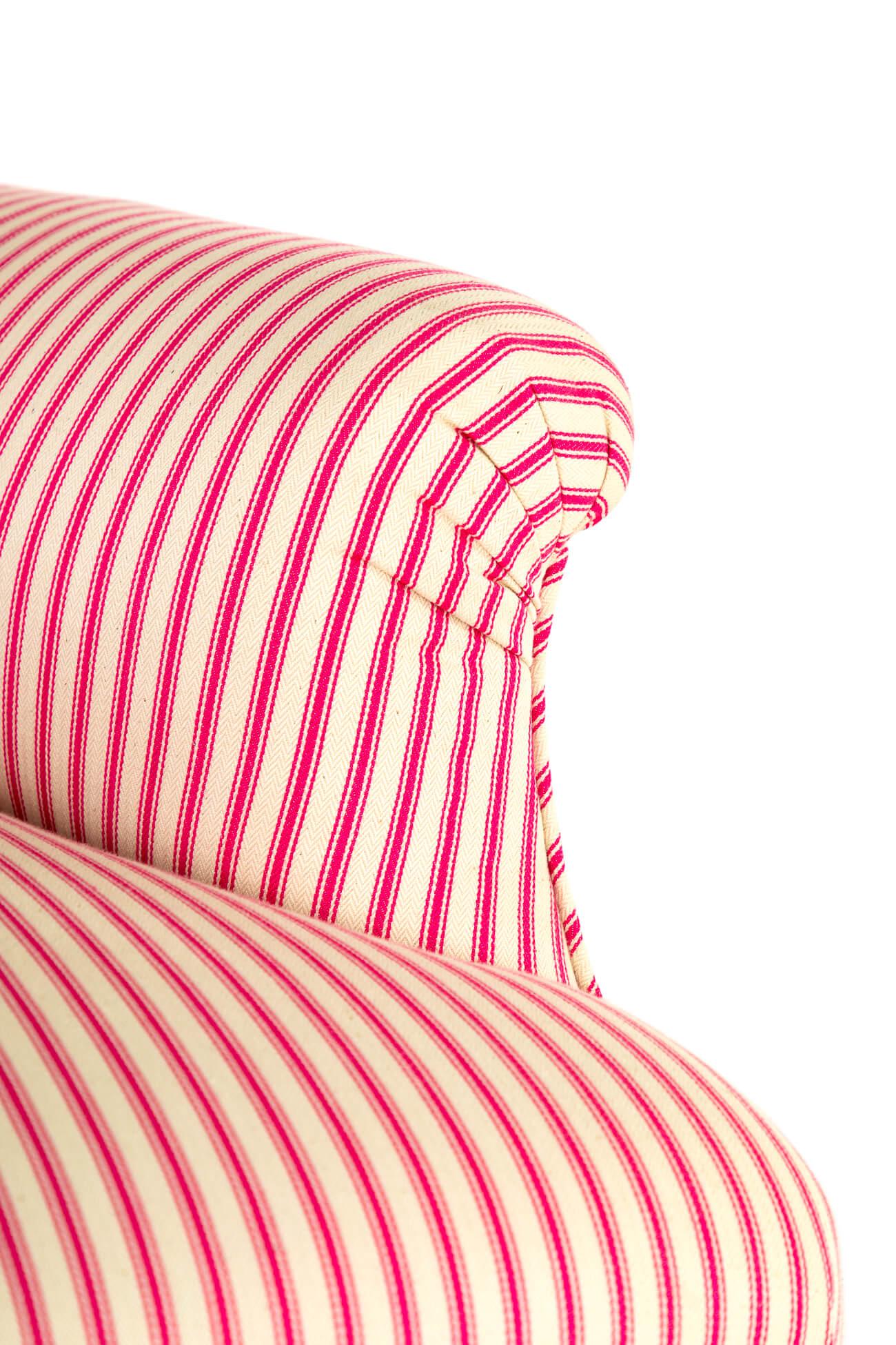 French Napoleon Armchair in Pink Candy stripe Ticking 4