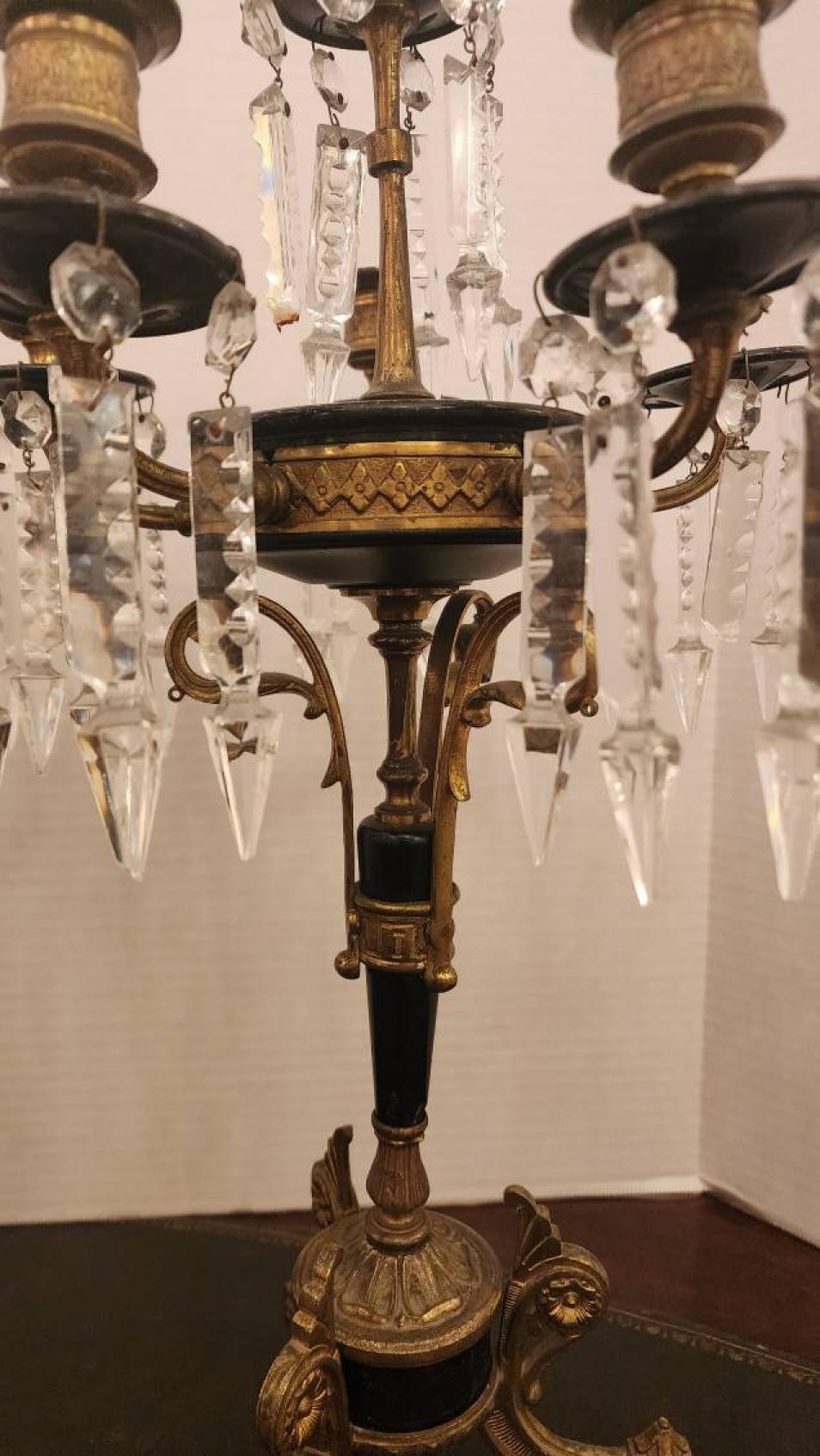 Questa inserzione presenta una coppia di candelabri in bronzo a sei candele con cristalli pendenti intagliati a mano, risalenti al XIX secolo e appartenenti allo stile Napoleone III. 

Conosciuto anche come stile Secondo Impero, lo stile dei mobili