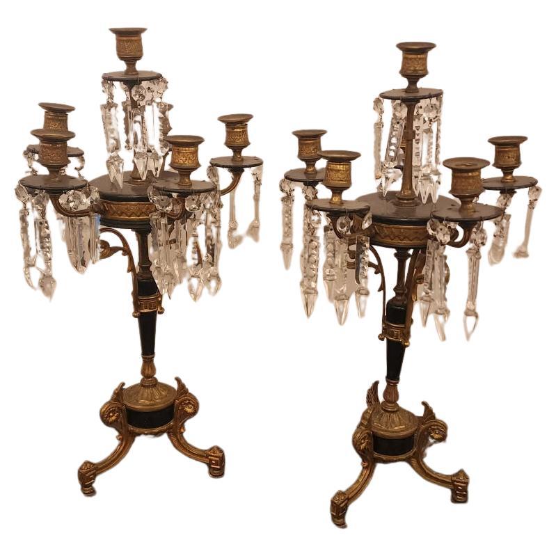 Paire de candélabres français Napoléon en bronze