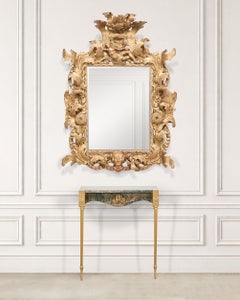 French Napoleon Empire Style Marble Bronzed Wall Console Table