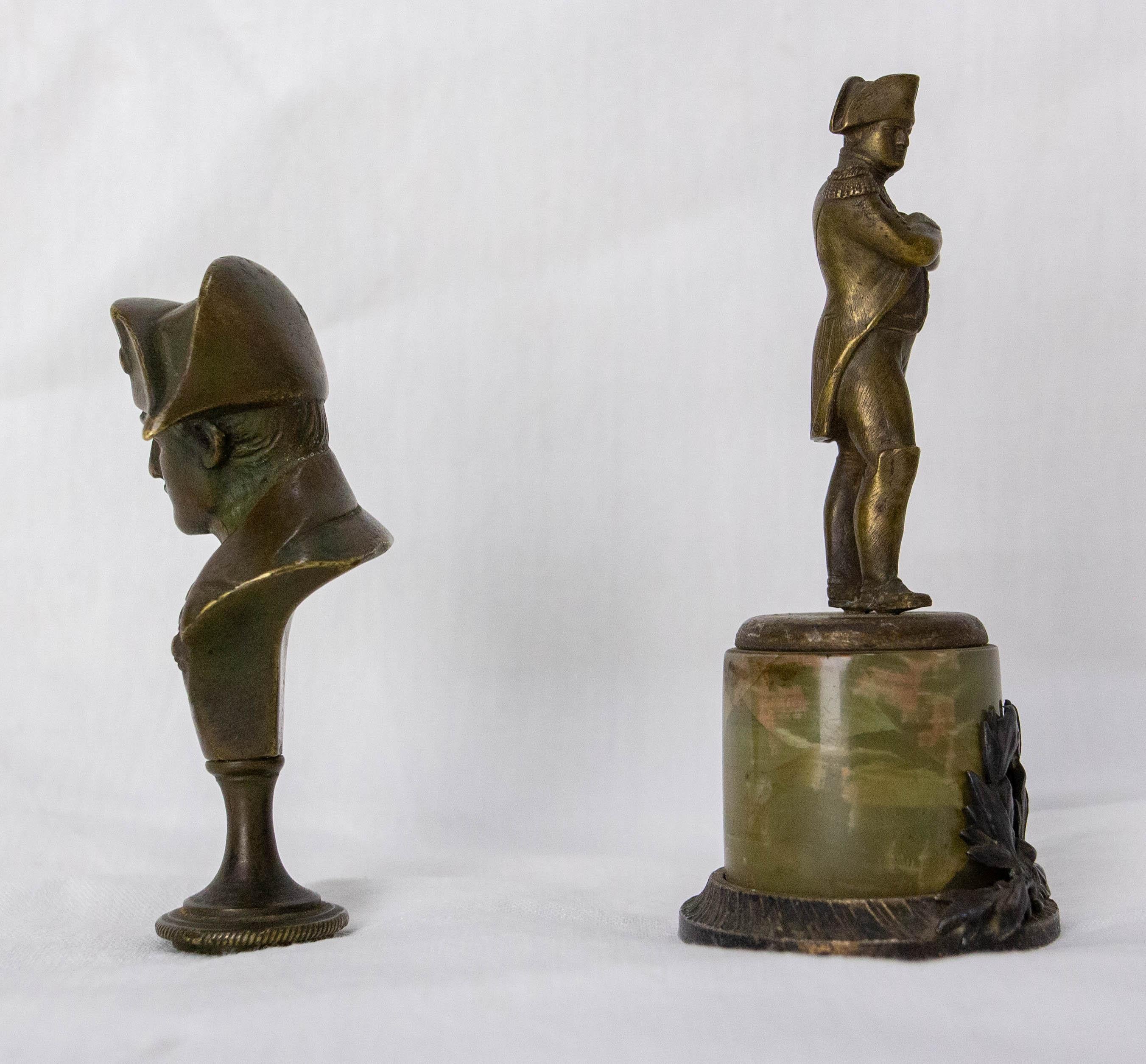 Paire de statuettes Napoléon Ier en laiton et marbre vers 1810 en vente 4