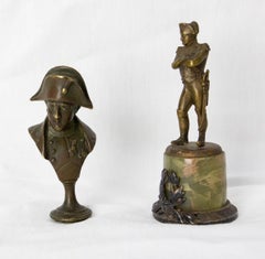 French Napoleon I Pair of Statuettes Brass and Marble circa 1810