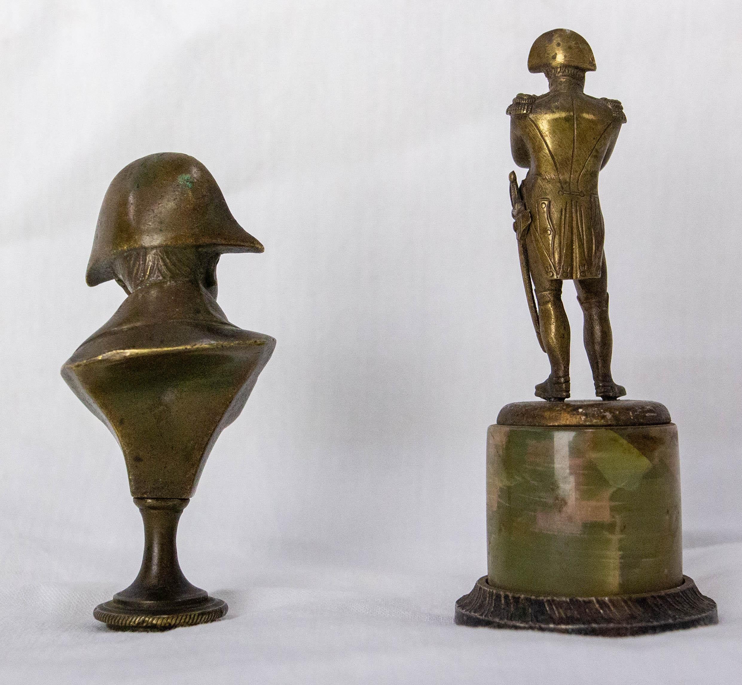 Paire de statuettes Napoléon Ier en laiton et marbre vers 1810 en vente 2