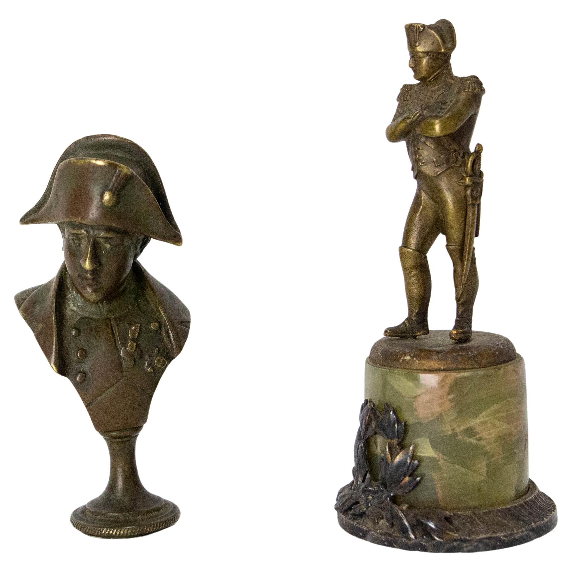 French Napoleon I Pair of Statuettes Brass and Marble circa 1810 For Sale