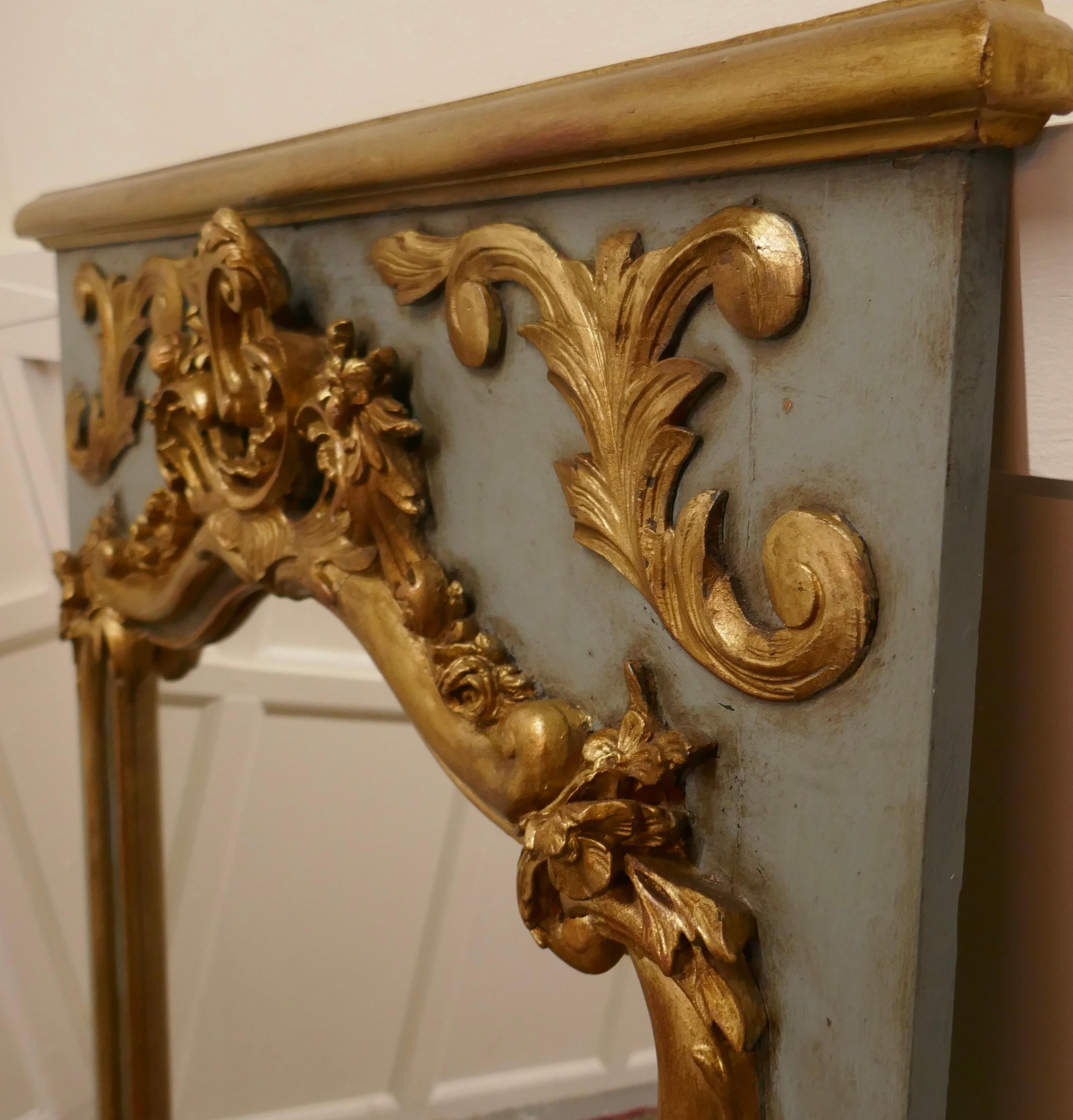 French Napoleon II Carved Gilt and Painted Console Mirror For Sale 2