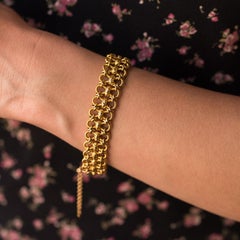 French Napoleon III 18 Karat Satin Yellow Gold Chain Bracelet