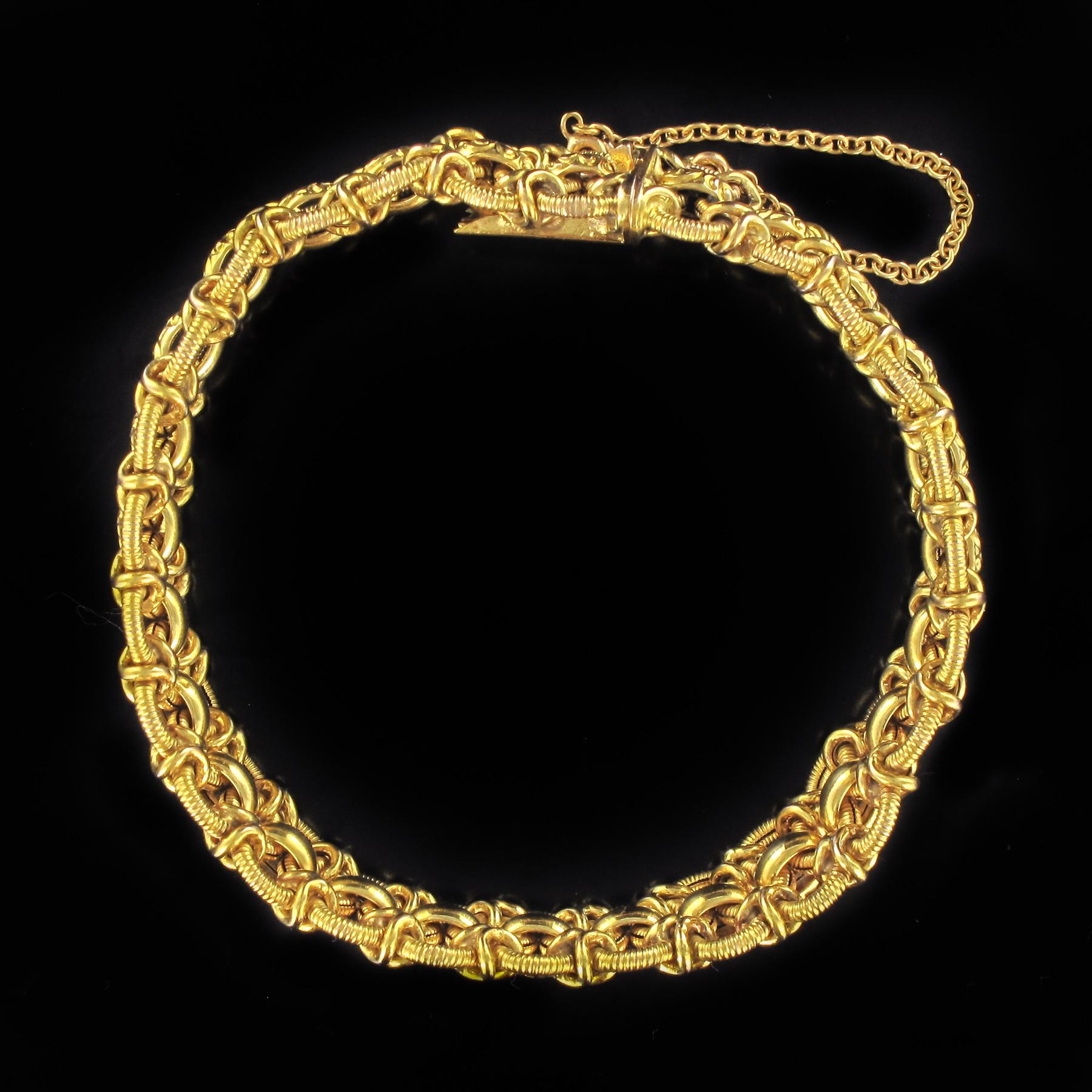 French Napoleon III 18 Karat Satin Yellow Gold Chain Bracelet 3