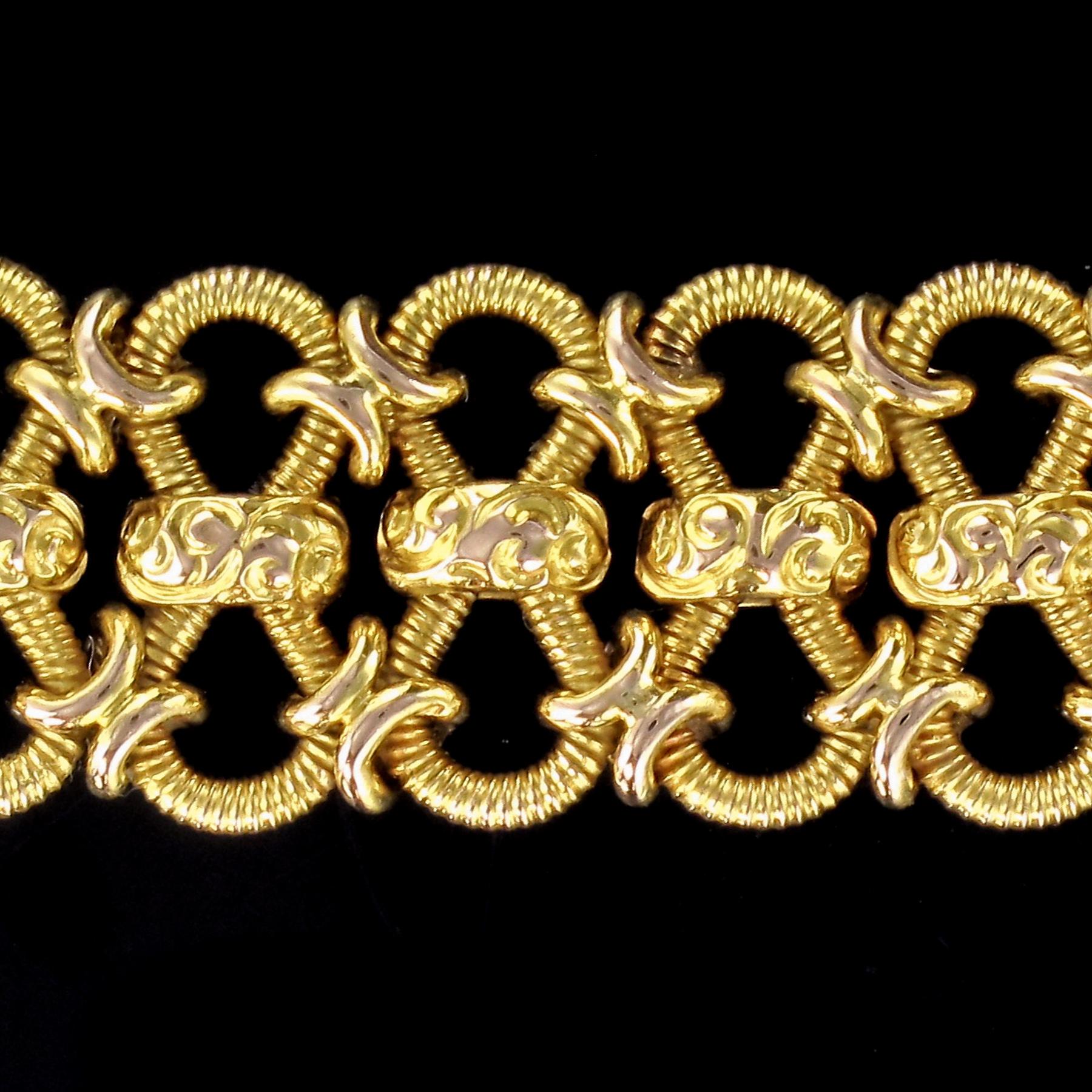 French Napoleon III 18 Karat Satin Yellow Gold Chain Bracelet 5