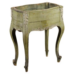 French Napoléon III 1850s Green Painted Planter with Carved Acanthus Leaves