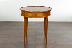 French Napoléon III 1850s Walnut Side Table with Single Drawer and Tapered Legs