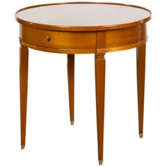 French Napoléon III 1850s Walnut Side Table with Single Drawer and Tapered Legs