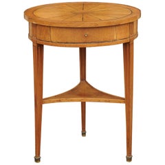French Napoleon III 1860s Walnut Guéridon Side Table with Radiating Veneer