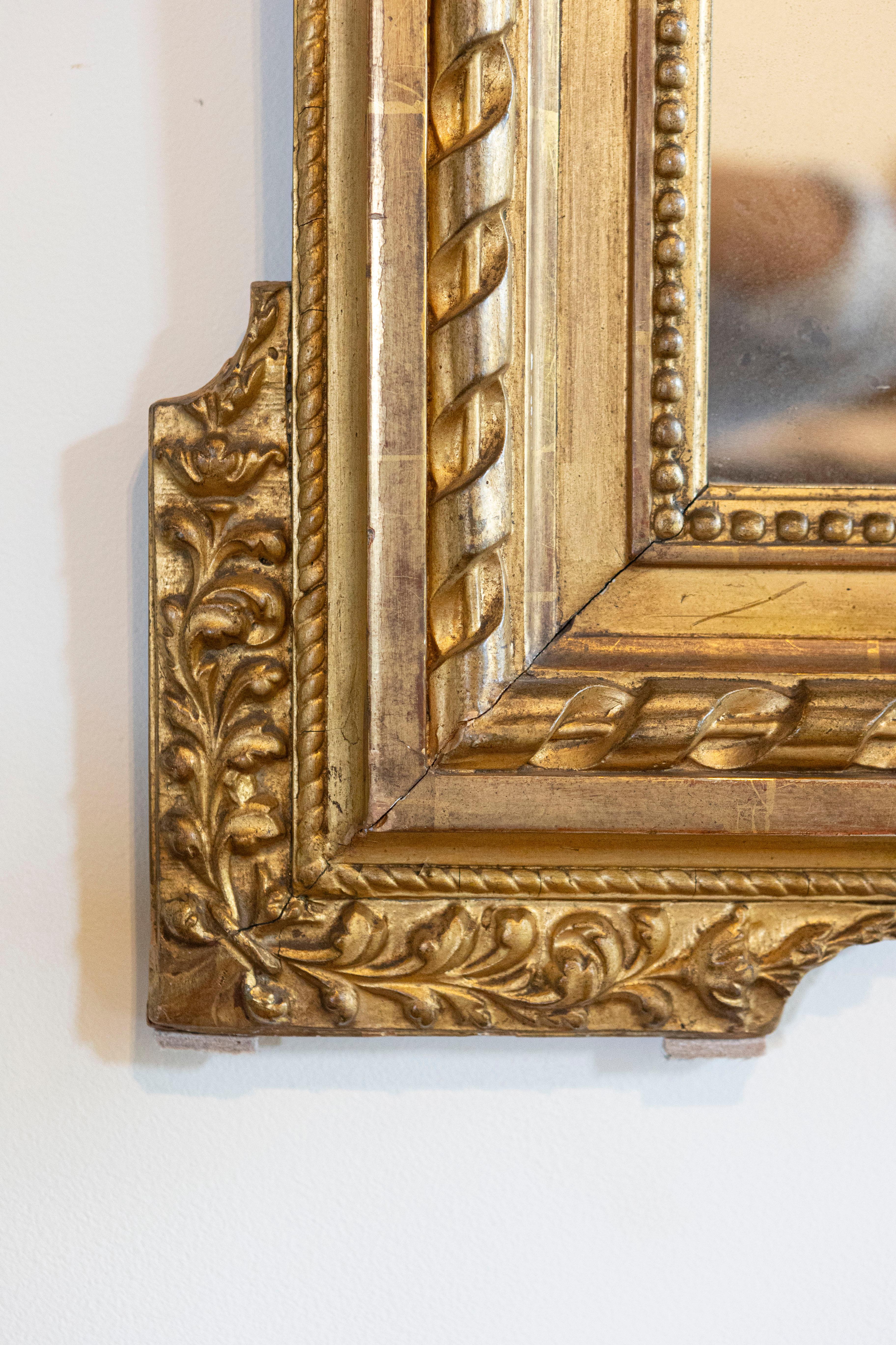 Napoleone III Specchio in legno dorato intagliato di Napoléon III del 1870 con stemma del trofeo di caccia in vendita