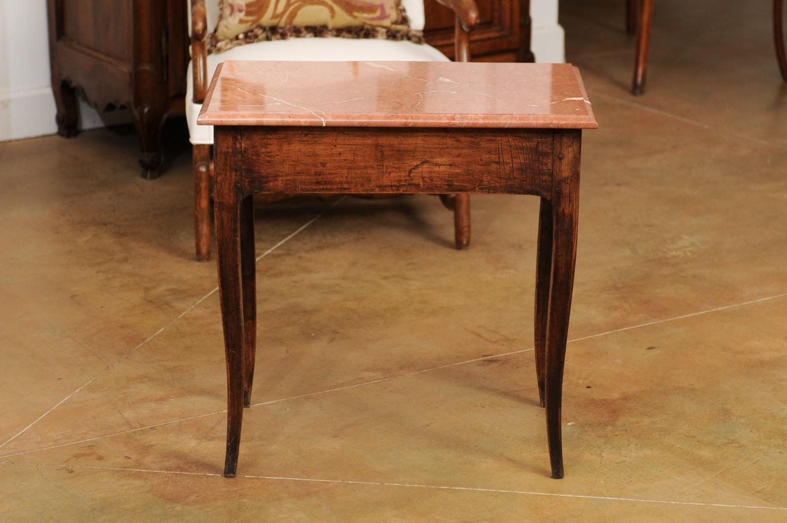 French Napoléon III 1870s Table with Red Marble Top, Two Drawers and Pull-Out 5