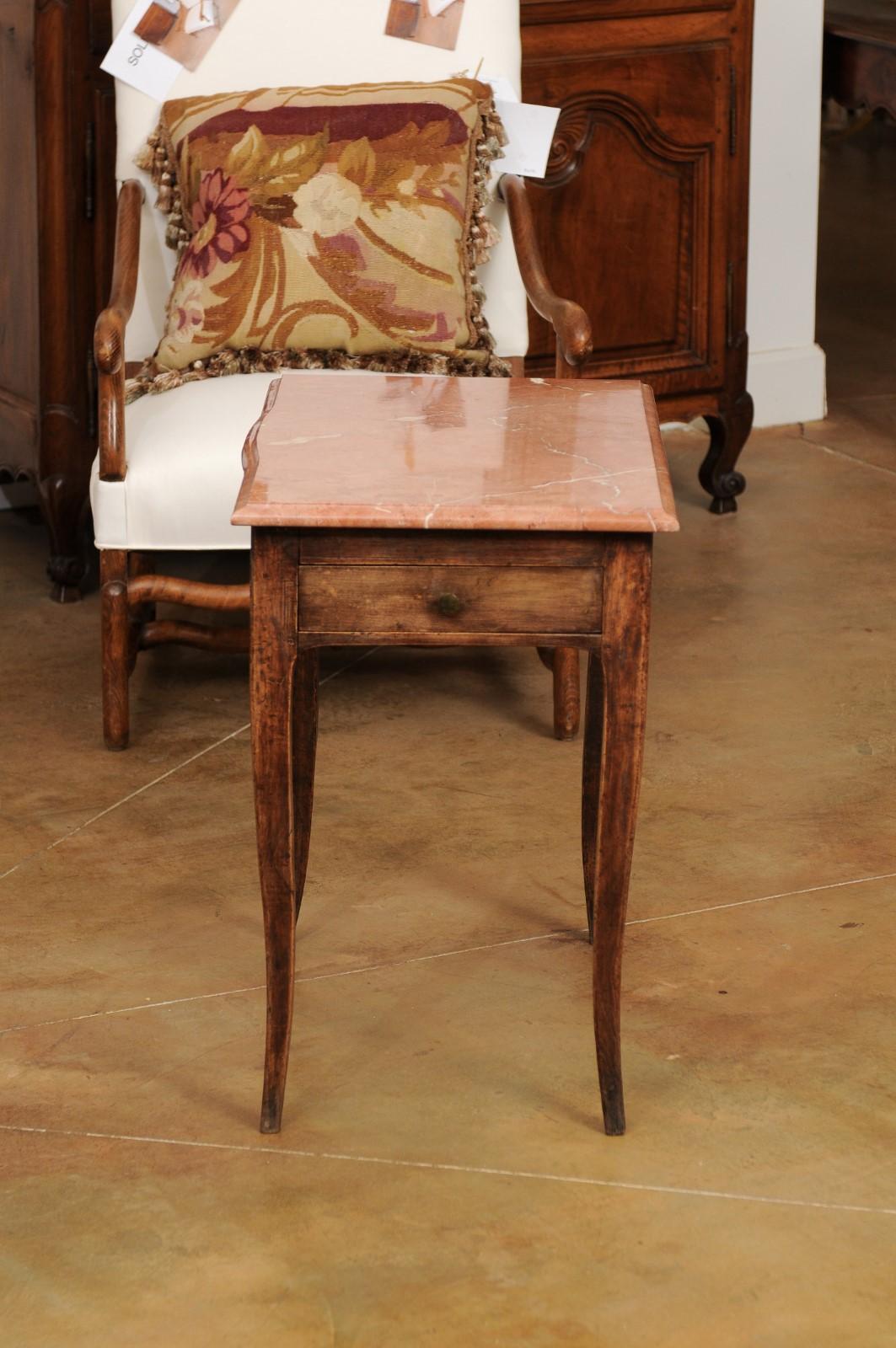 French Napoléon III 1870s Table with Red Marble Top, Two Drawers and Pull-Out 7
