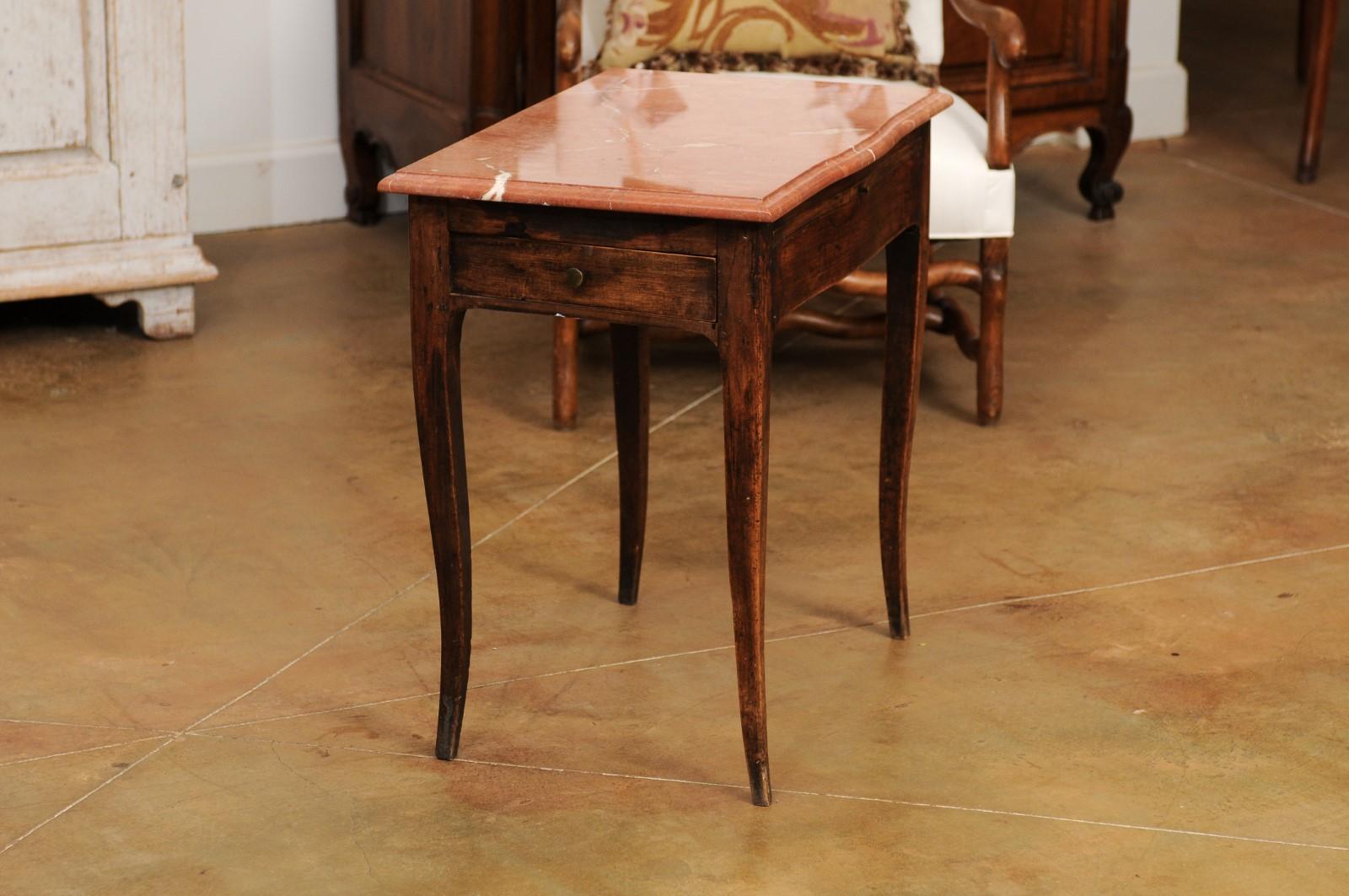 French Napoléon III 1870s Table with Red Marble Top, Two Drawers and Pull-Out 2