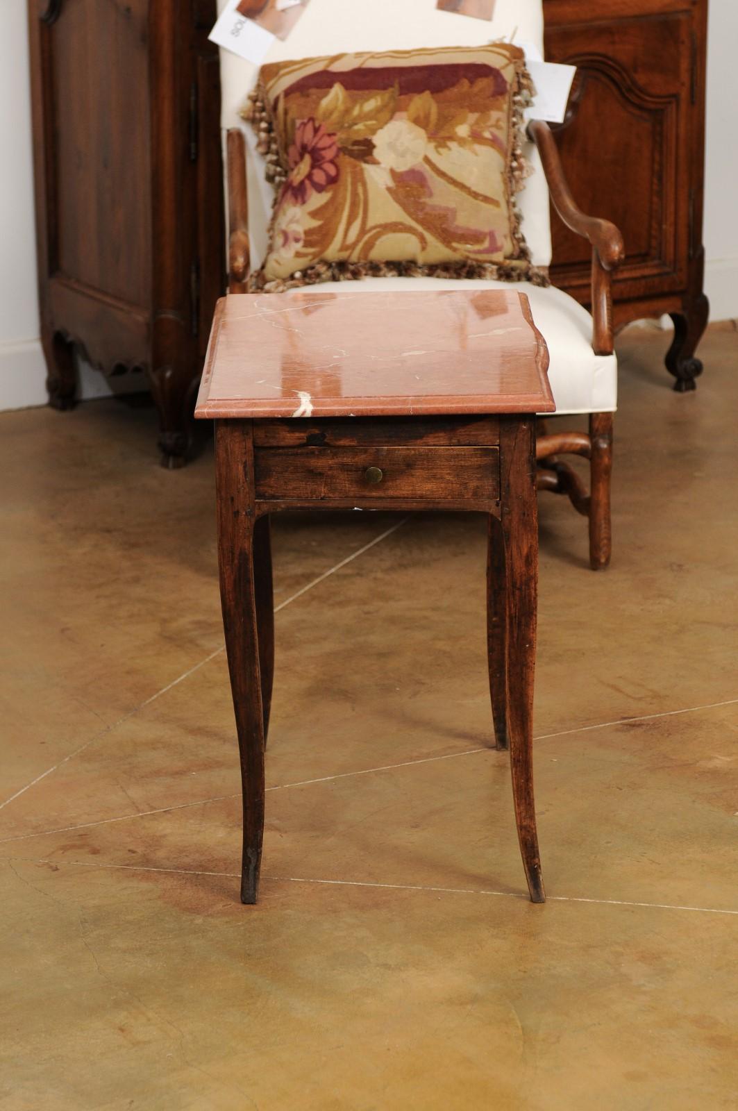 French Napoléon III 1870s Table with Red Marble Top, Two Drawers and Pull-Out 3