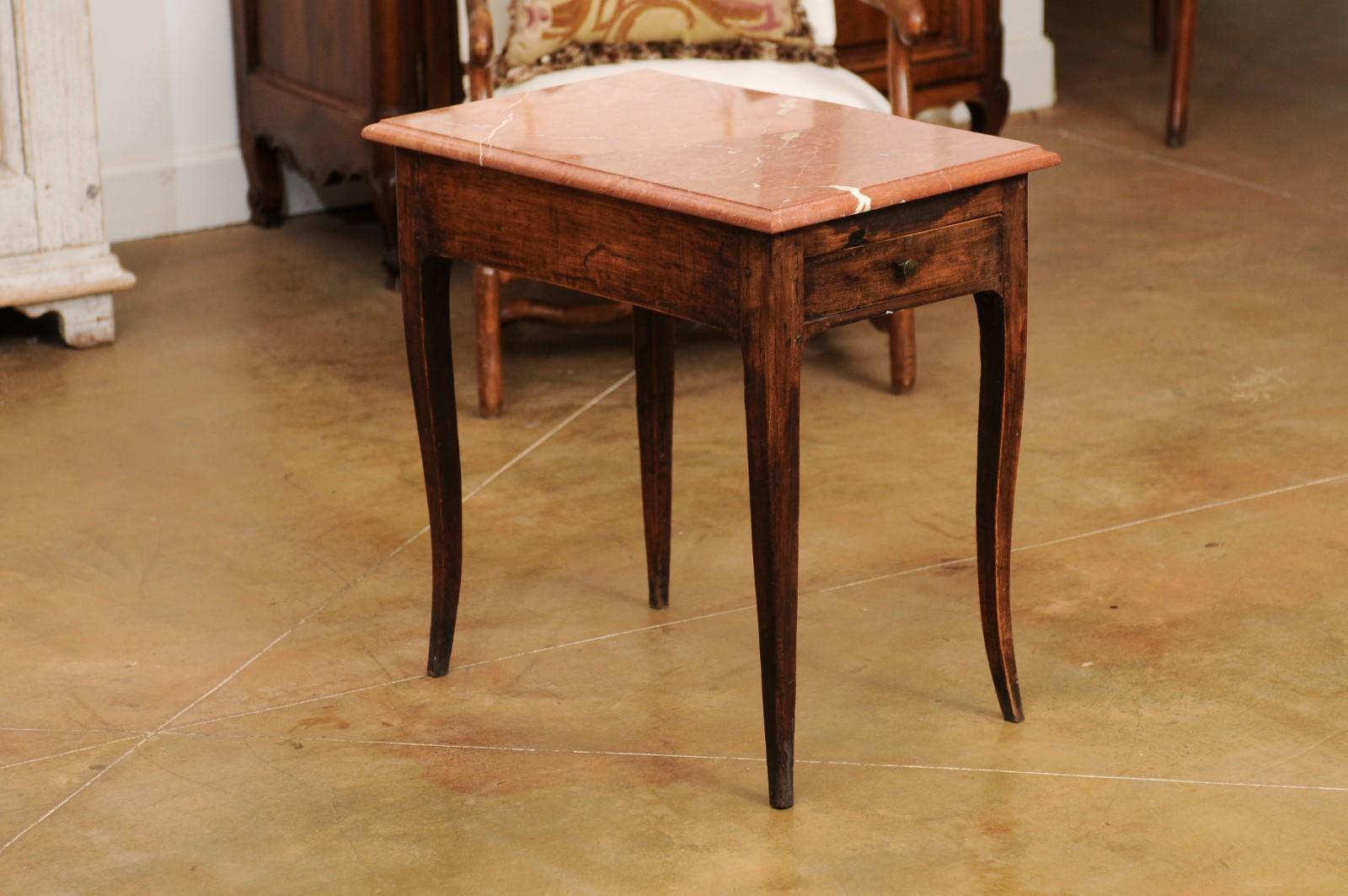 French Napoléon III 1870s Table with Red Marble Top, Two Drawers and Pull-Out 4