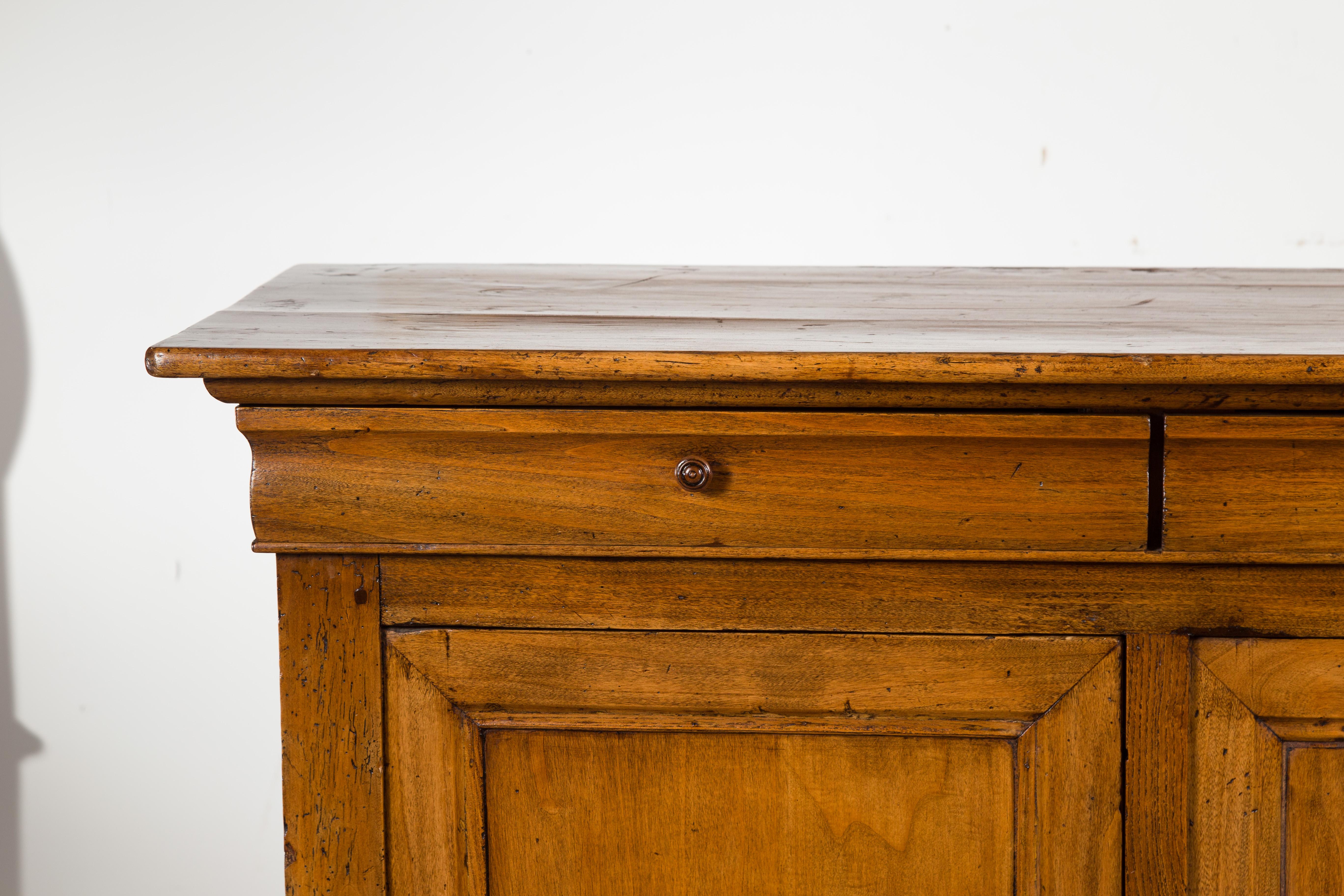 French Napoléon III 1880s Walnut Enfilade with Three Drawers over Three Doors In Good Condition In Atlanta, GA