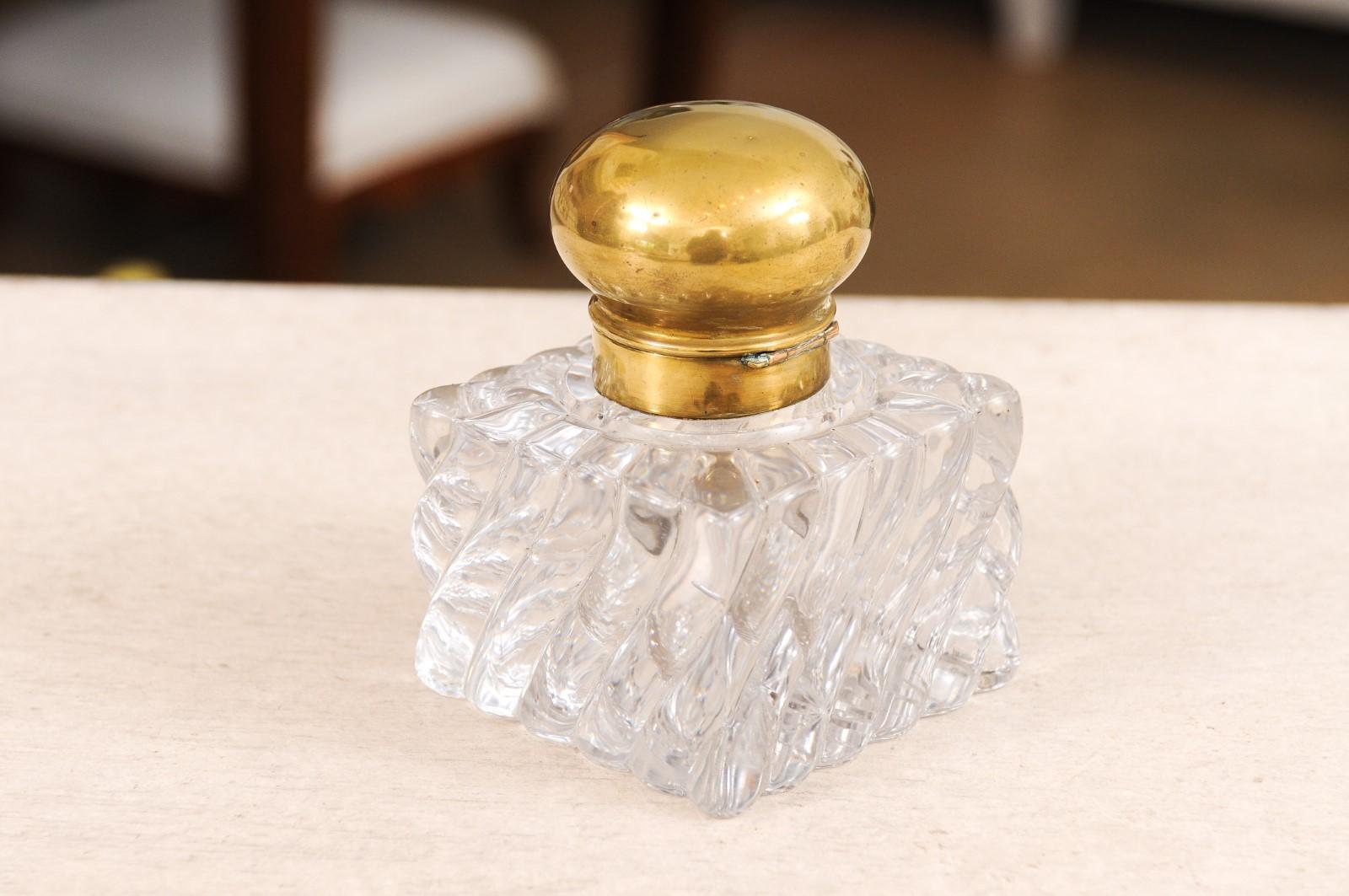 French Napoléon III 19th Century Baccarat Crystal Inkwell with Bambou Tors Décor 7