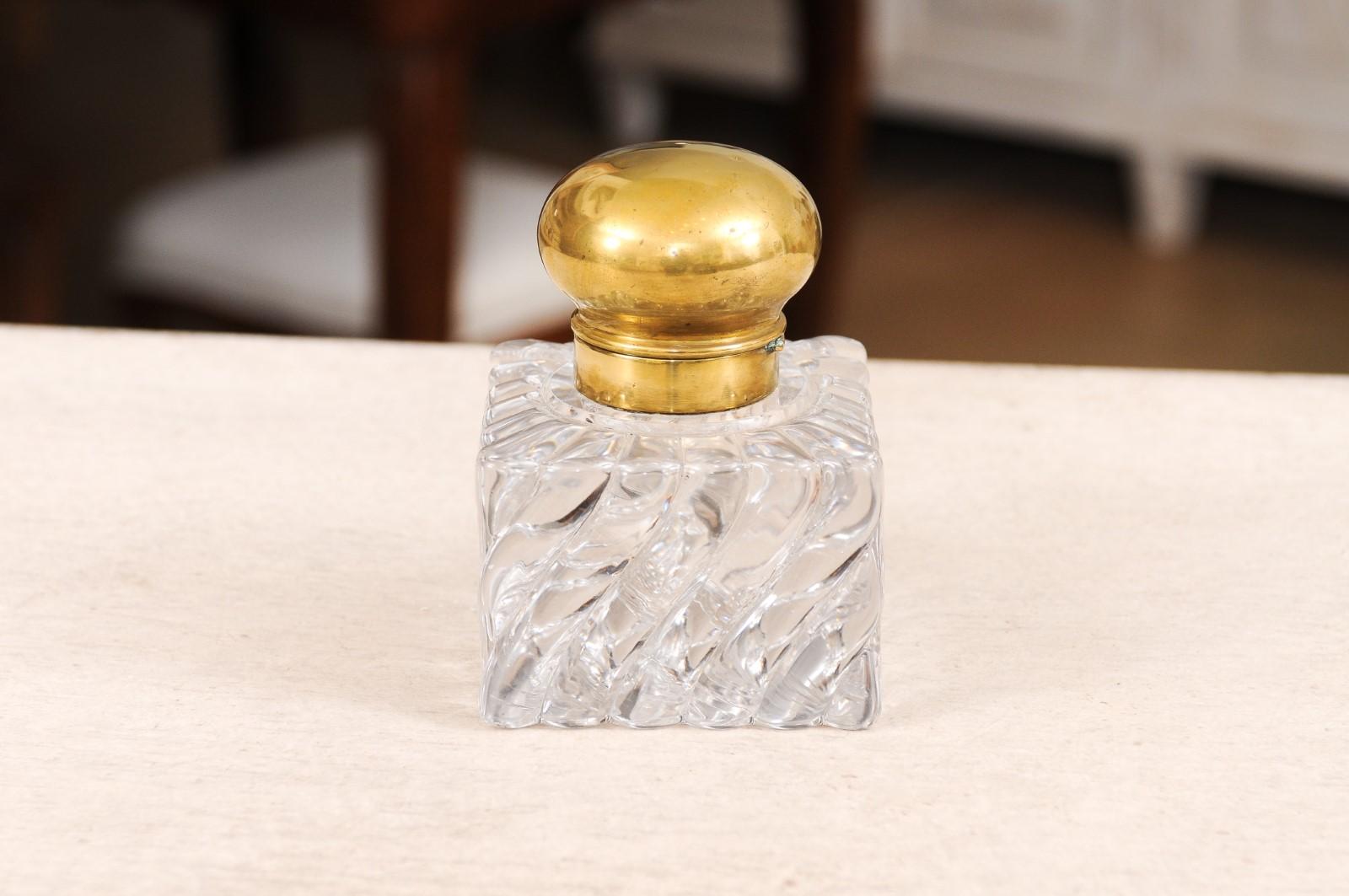 French Napoléon III 19th Century Baccarat Crystal Inkwell with Bambou Tors Décor 8
