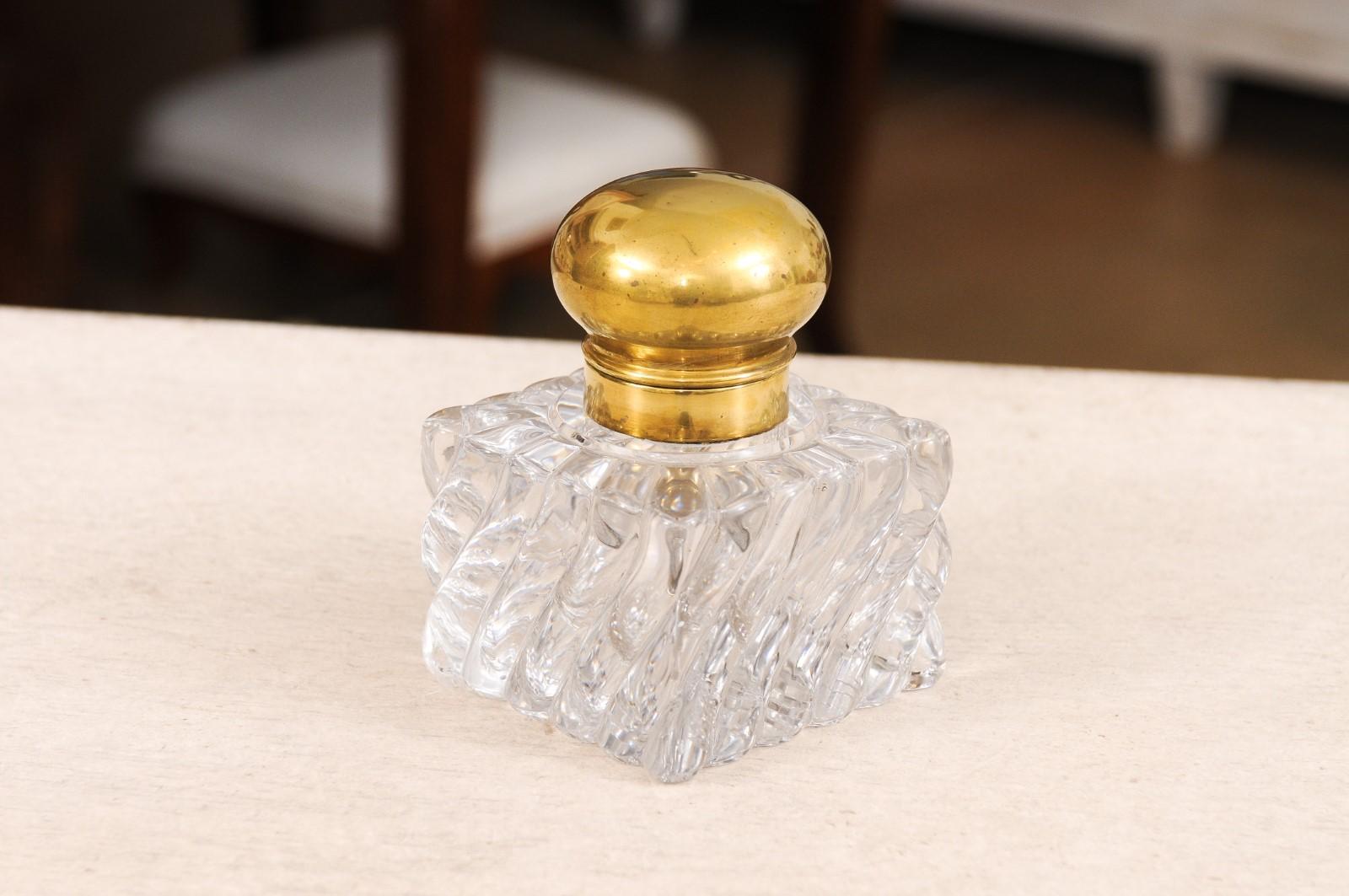 French Napoléon III 19th Century Baccarat Crystal Inkwell with Bambou Tors Décor 9