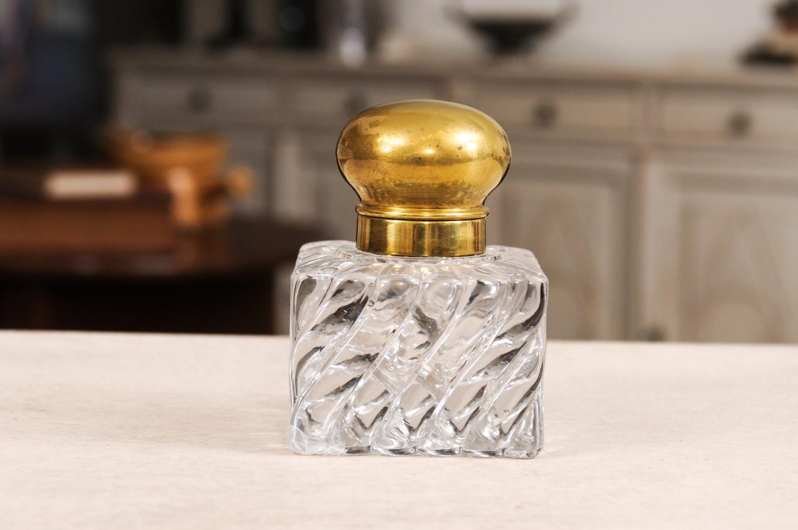 French Napoléon III 19th Century Baccarat Crystal Inkwell with Bambou Tors Décor 10