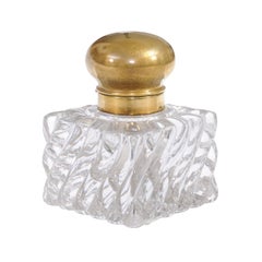 French Napoléon III 19th Century Baccarat Crystal Inkwell with Bambou Tors Décor