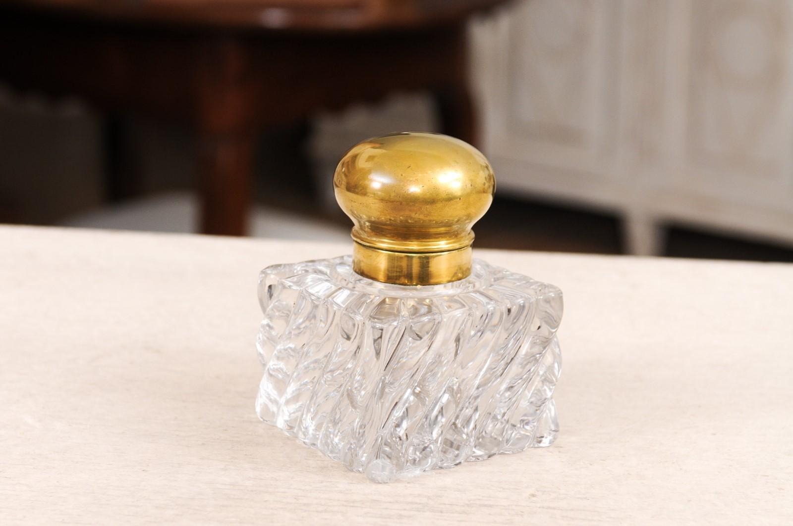 French Napoléon III 19th Century Baccarat Crystal Inkwell with Bambou Tors Décor In Good Condition In Atlanta, GA