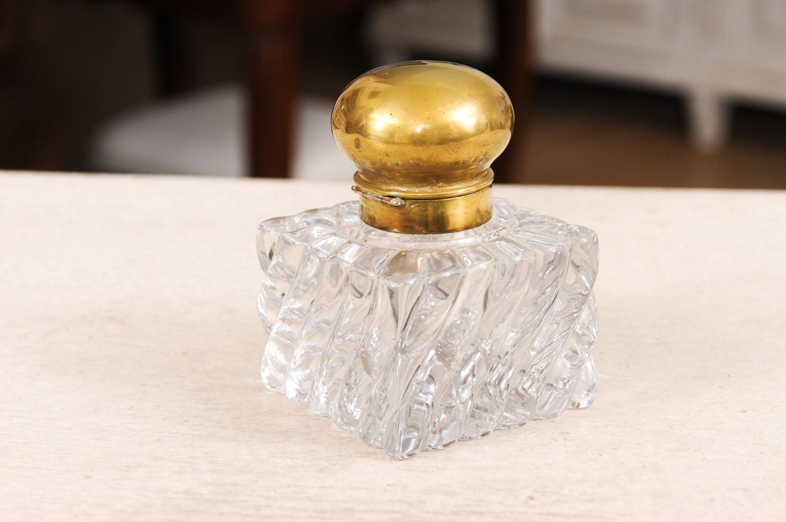 French Napoléon III 19th Century Baccarat Crystal Inkwell with Bambou Tors Décor 5