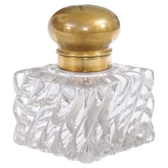 Antique French Napoléon III 19th Century Baccarat Crystal Inkwell with Bambou Tors Décor