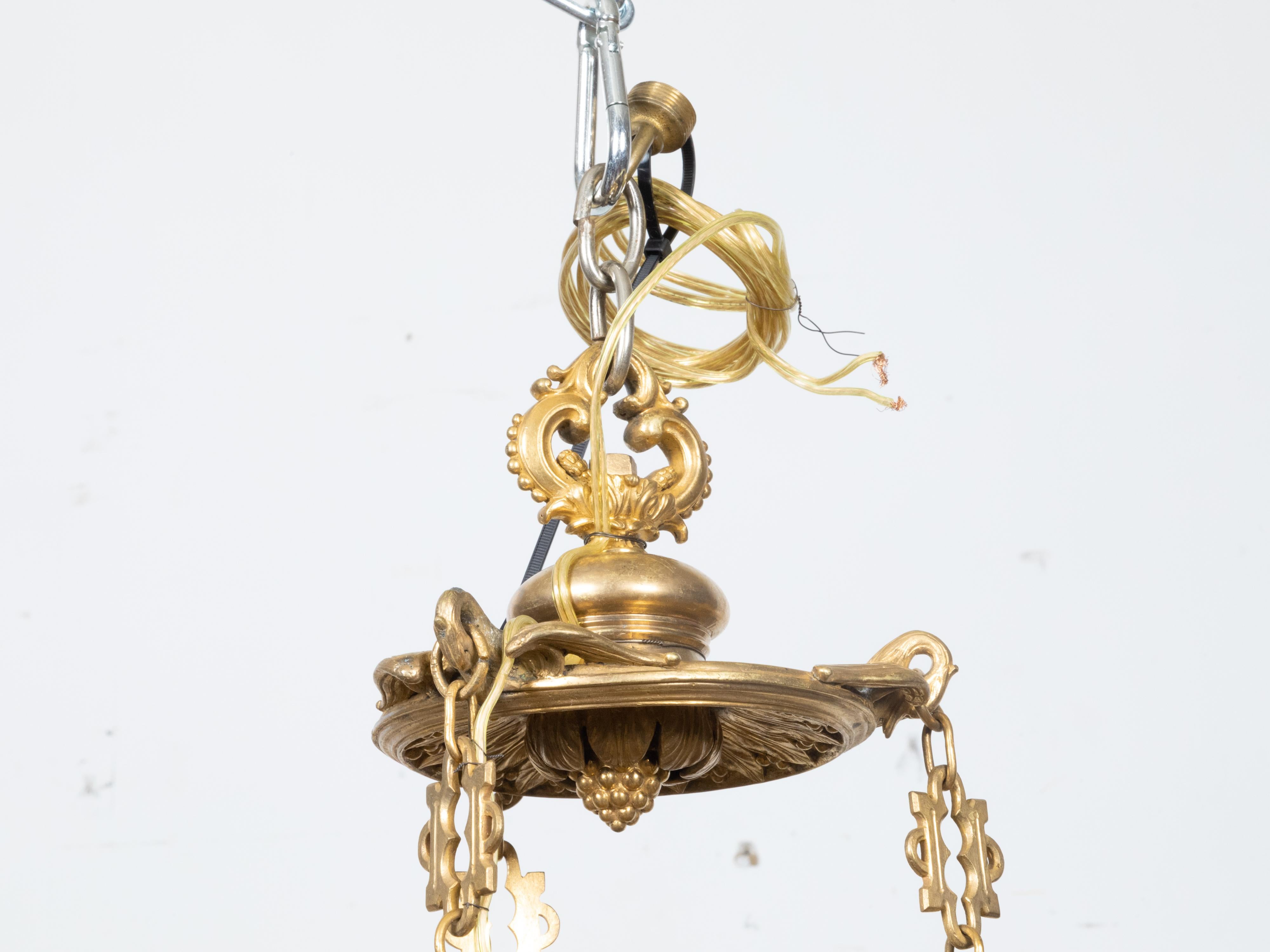 French Napoléon III 19th Century Gilt Bronze 12 Light Chandelier with Mascarons For Sale 14