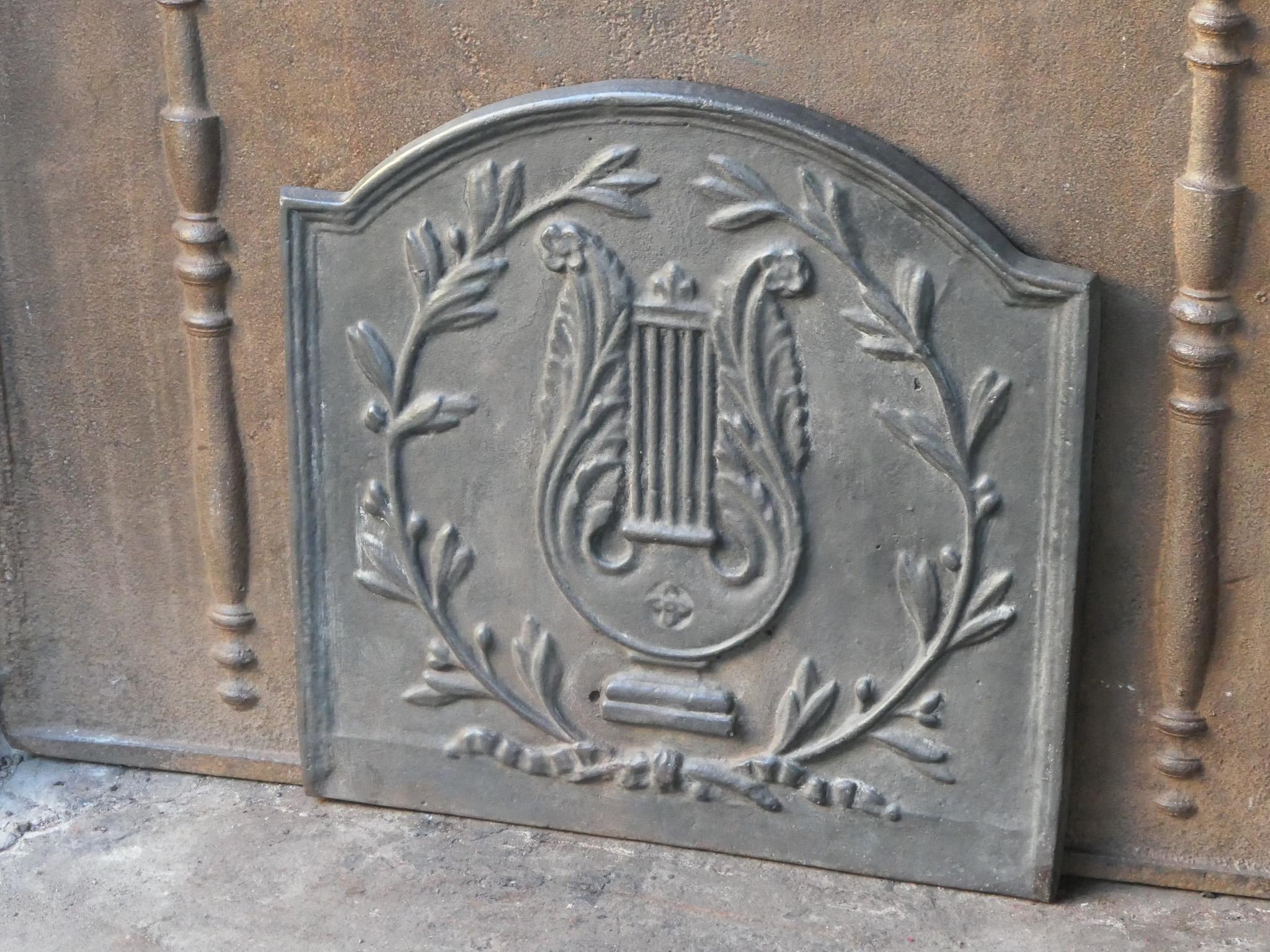 Iron French Napoleon III 'Allegory of Music' Fireback / Backsplash, 20th Century For Sale