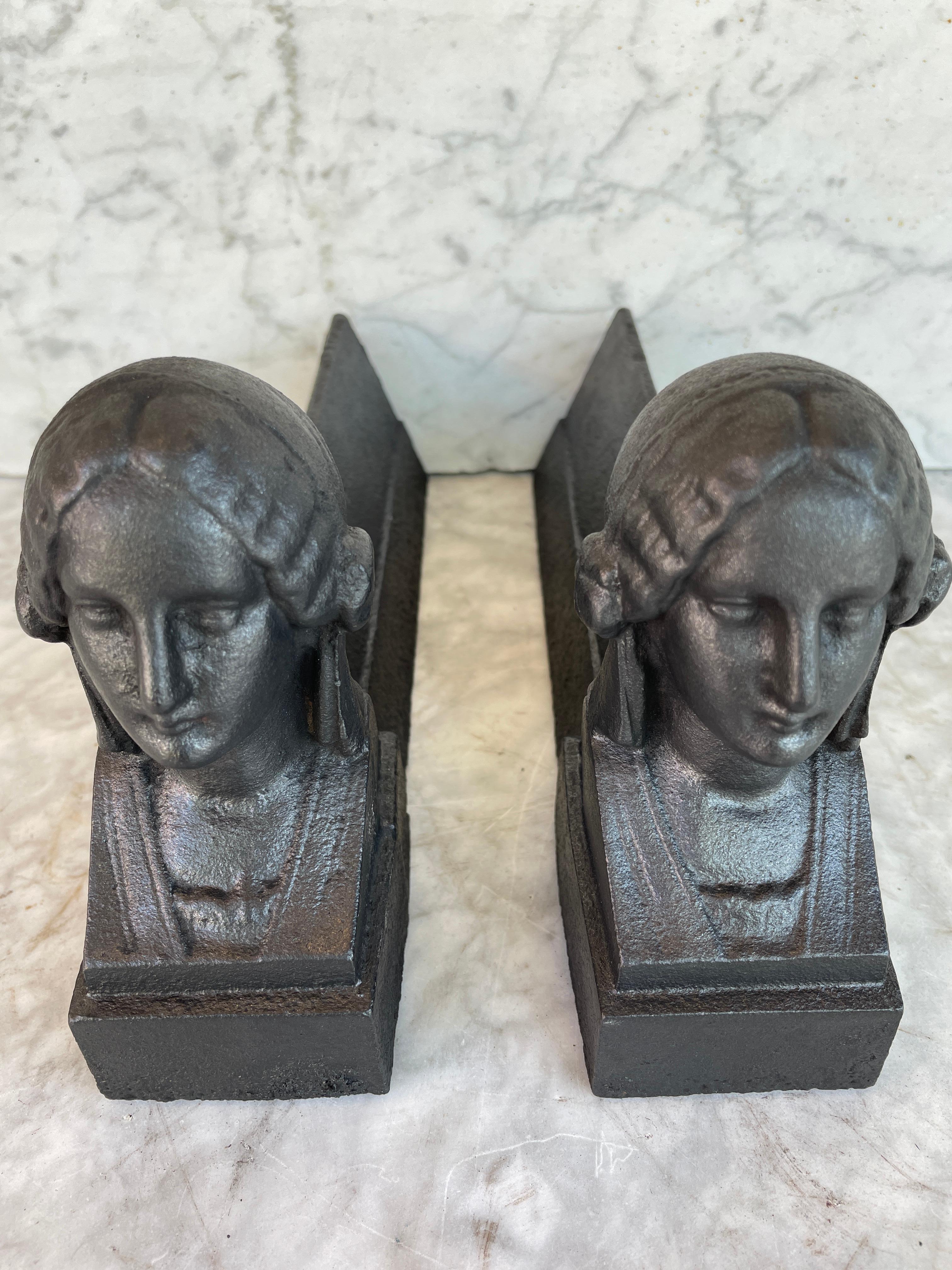 French Napoleon III 'Woman' andirons or firedogs, 19th century
The are in good condition.