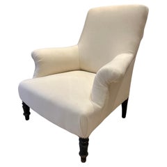 French Napoleon III Armchair in Calico, Ready for Re-Upholstery, Circa 1870