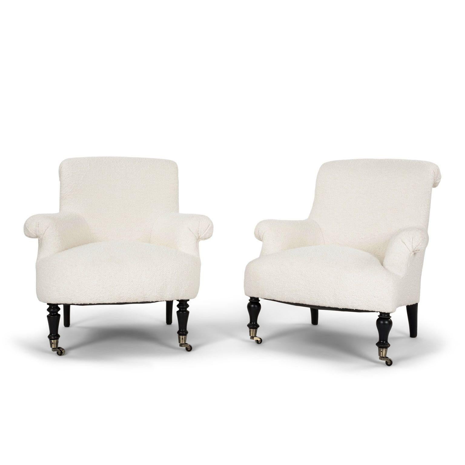 French Napoleon III Armchair in White Boucle 4