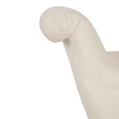 French Napoleon III Armchair in White Boucle