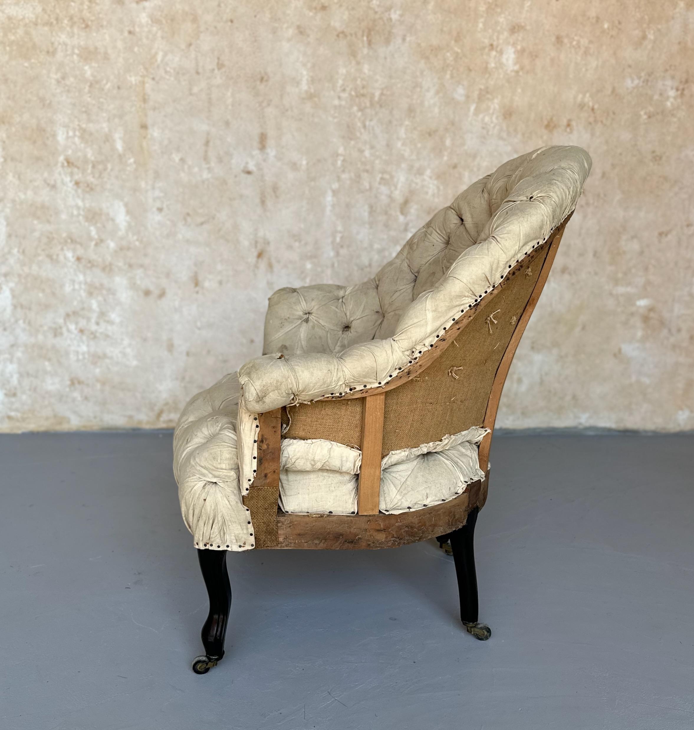 XIX secolo Poltrona francese Napoleone III con trapuntatura a diamante in vendita