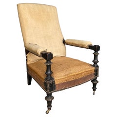 French Napoleon III Armchair with Exposed Arms