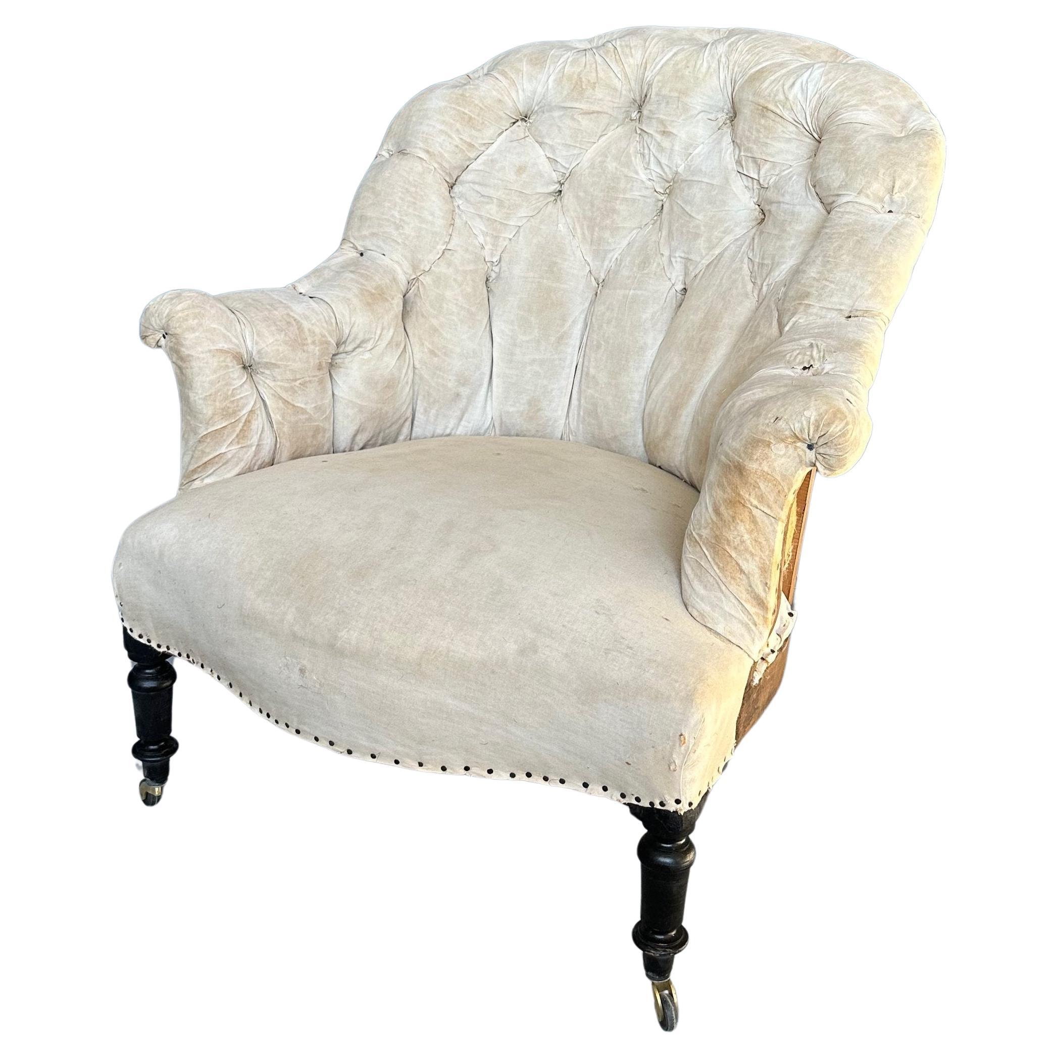 French Napoleon III Armchair with Tufted Back For Sale