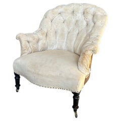 Antique French Napoleon III Armchair with Tufted Back
