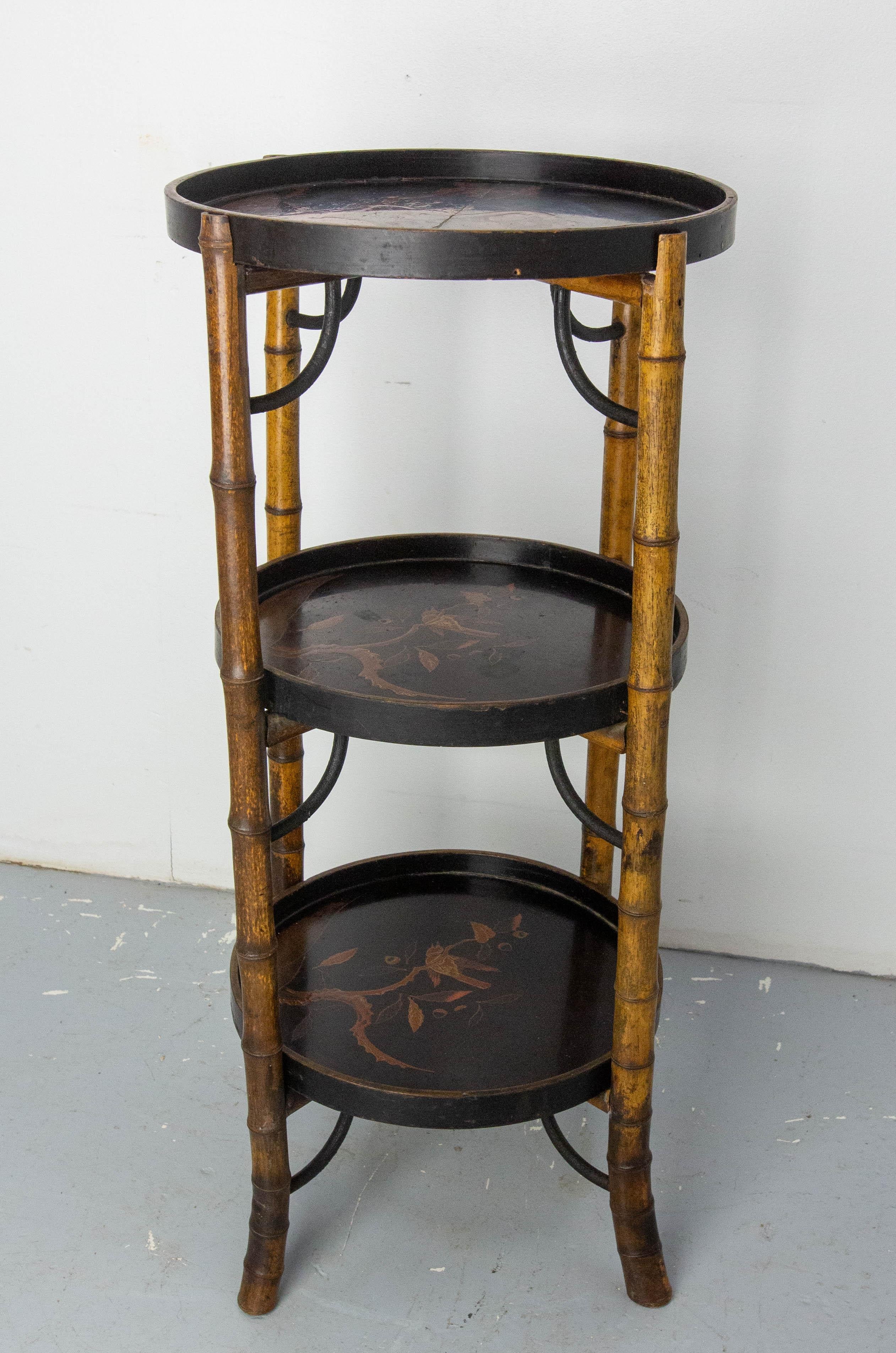Francese Selletta francese Napoleone III in bambù e legno laccato in stile cinese Fine XIX sec. in vendita