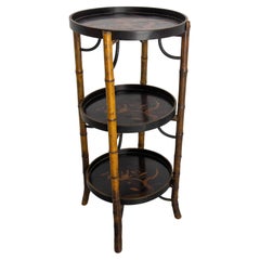 French Napoleon III Bamboo & Lacquered Wood Chinese Style Sellette Late 19th C