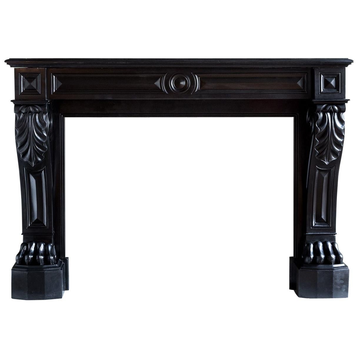 French Napoleon III Belgian Black Marble Chimneypiece