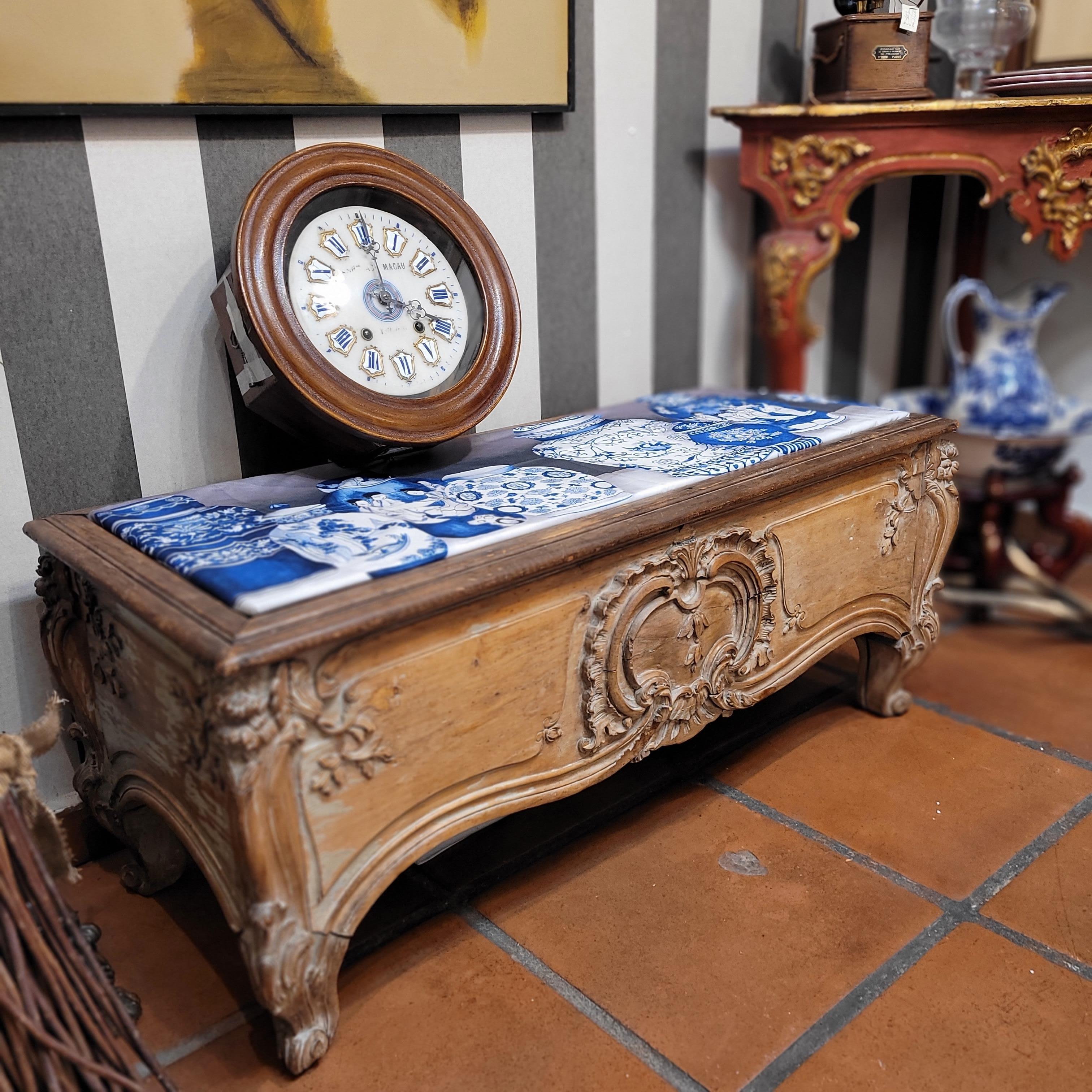 Français Napoléon III rose Banc Provençal  en bois lavé Bon état - En vente à Valladolid, ES