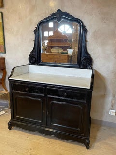 French Napoleon III Blackened Pearwood and Marble Dresser, 1870s